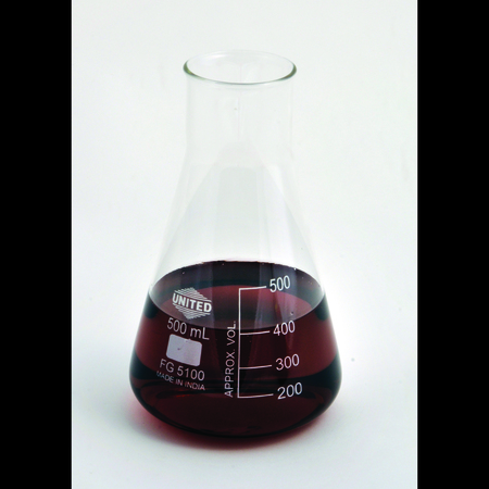 UNITED SCIENTIFIC Erlenmeyer Flask, Wide Mouth, Boros, PK 6 FG5100-500
